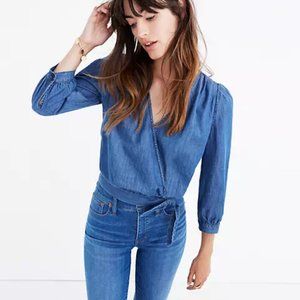Madewell Denim Wrap Top NWT size XS